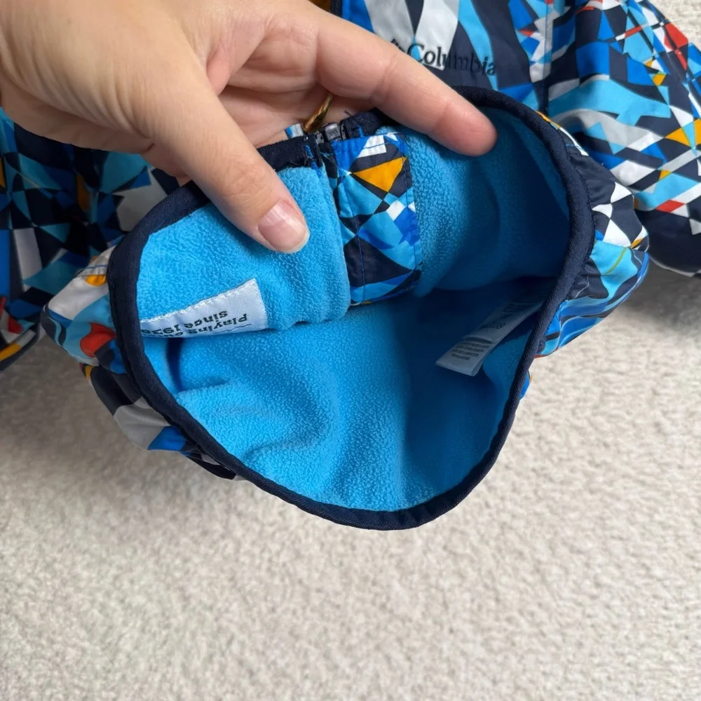 Columbia Baby Blue Colorful Geometric Pattern Fleece Lined ‎ Jacket 3-6 Months